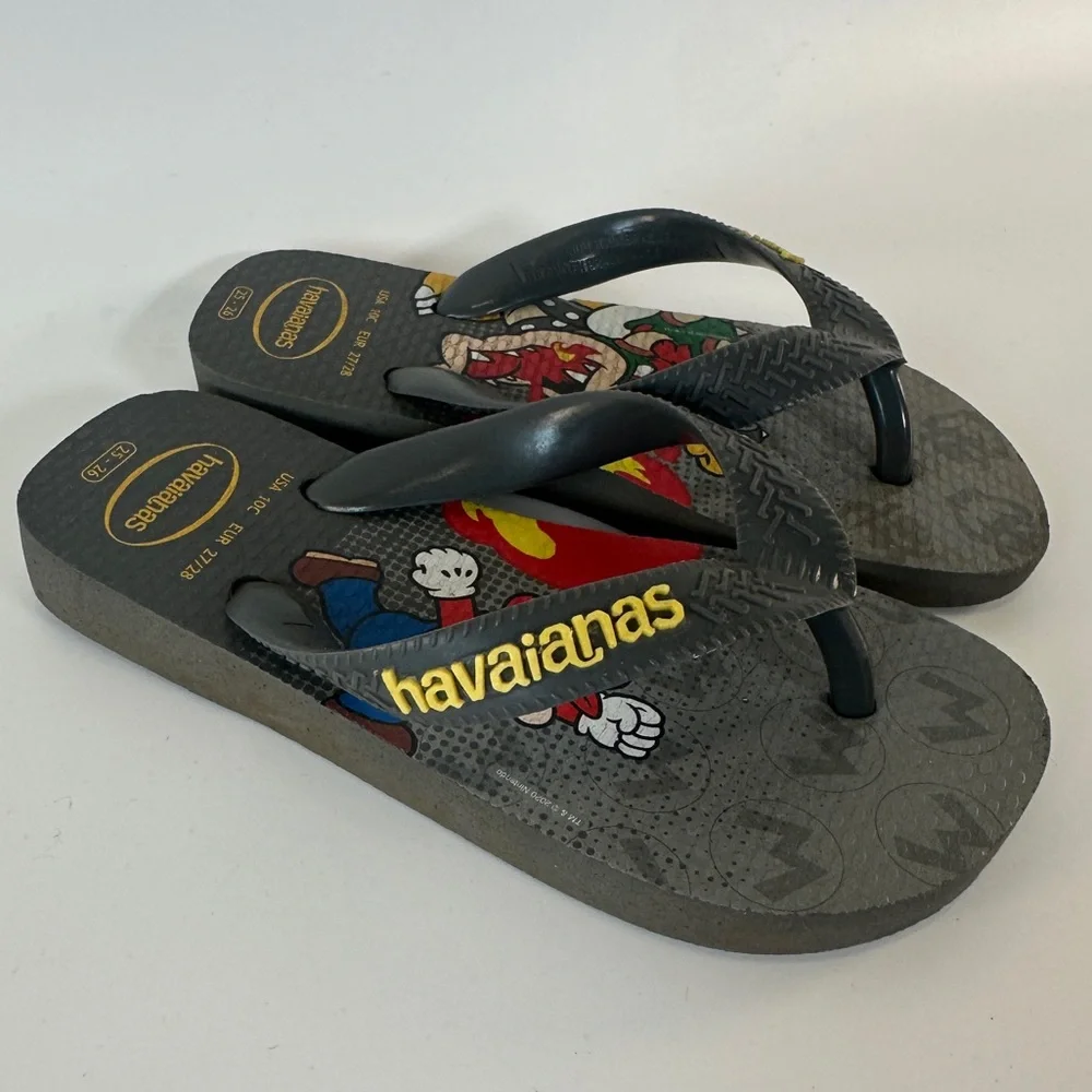 Havaianas Kids Toddler 10C Nintendo Mario Bowser‎ Flip Flops